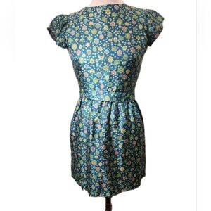 One Of A Kind Hand Made Silk Floram Mini Dress S Turqoise
